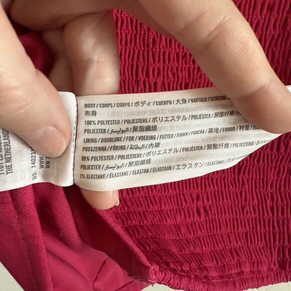 Abercrombie & Fitch Size Large Puff Sleeve Corset Sweetheart Top - Pink Smocked - Picture 8 of 10